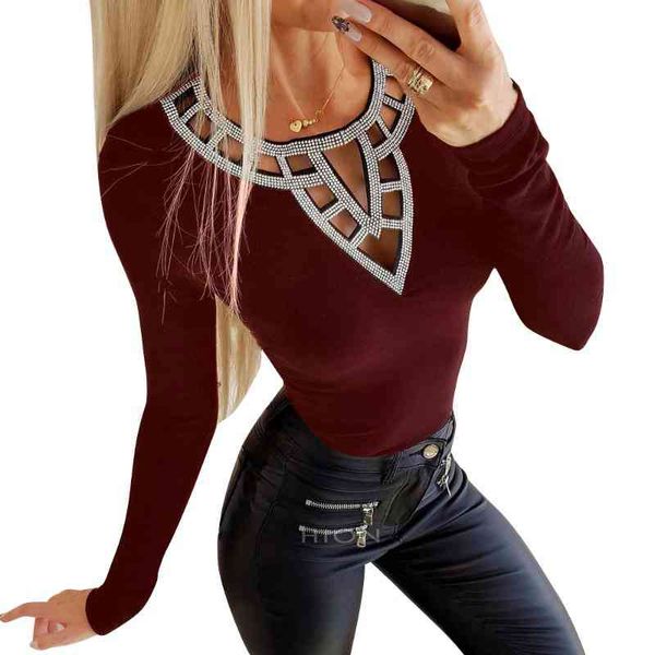 d30 women's t-shirt rhinestone t-shirts hollow out o neck long sleeves shirt ladies tee slim fit female blusas women spring, White
d30 women's t-shirt rhinestone t-shirts hollow out o neck long sleeves shirt ladies tee slim fit female blusas women spring, White
