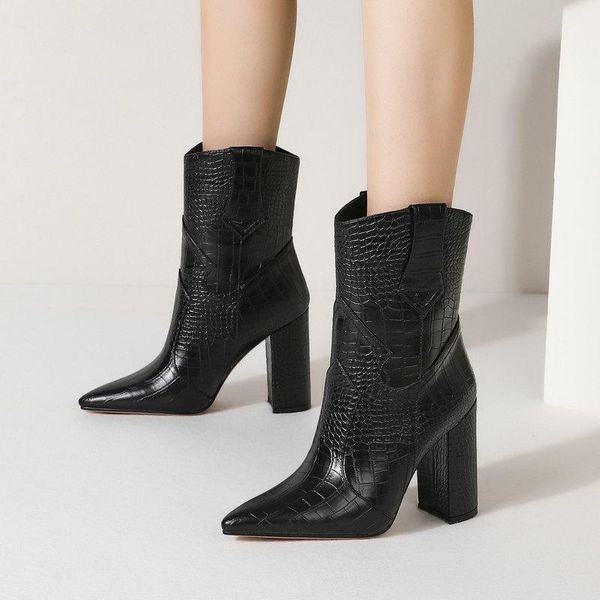 boots 2021 stone pattern faux leather women chunky high heel ankle fashion autumn winter woman shoes black white
boots 2021 stone pattern faux leather women chunky high heel ankle fashion autumn winter woman shoes black white