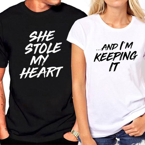 women's t-shirt women couple clothes for lovers letter print she stole my heart t shirt female plus size tee, White
women's t-shirt women couple clothes for lovers letter print she stole my heart t shirt female plus size tee, White
