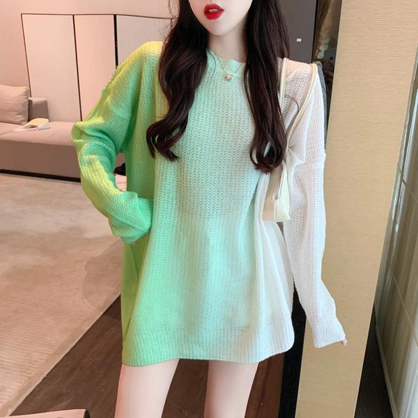 women's sweaters lazy casual jumpers pullovers women autumn loose mid-length gradient green knitted shirt pull thin o long sleeve, White;black
women's sweaters lazy casual jumpers pullovers women autumn loose mid-length gradient green knitted shirt pull thin o long sleeve, White;black