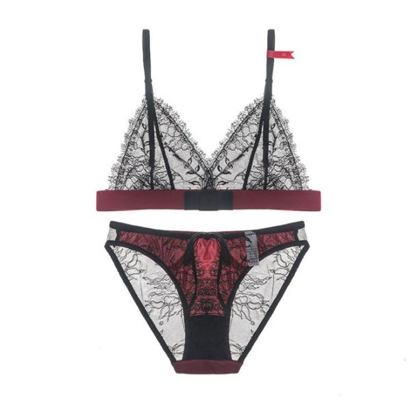 bras sets women underwear lingerie set bralette eyelash lace embroidery ultra-thin cup contrast color lenceria femenina bra and panty, Red;black
bras sets women underwear lingerie set bralette eyelash lace embroidery ultra-thin cup contrast color lenceria femenina bra and panty, Red;black