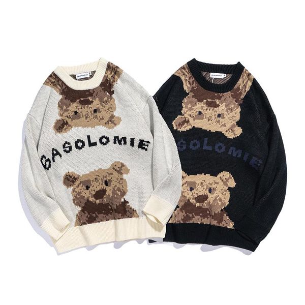 men's sweaters winter streetwear harajuku cartoon bear sweater men hip hop pattern knitted pullover jumper fashion oversize mens, White;black
men's sweaters winter streetwear harajuku cartoon bear sweater men hip hop pattern knitted pullover jumper fashion oversize mens, White;black