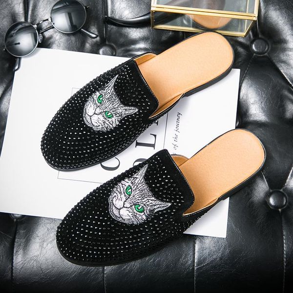 slippers men's baotou half shoes breathable luxury loafers diamond fashion light size 38-45, Black
slippers men's baotou half shoes breathable luxury loafers diamond fashion light size 38-45, Black