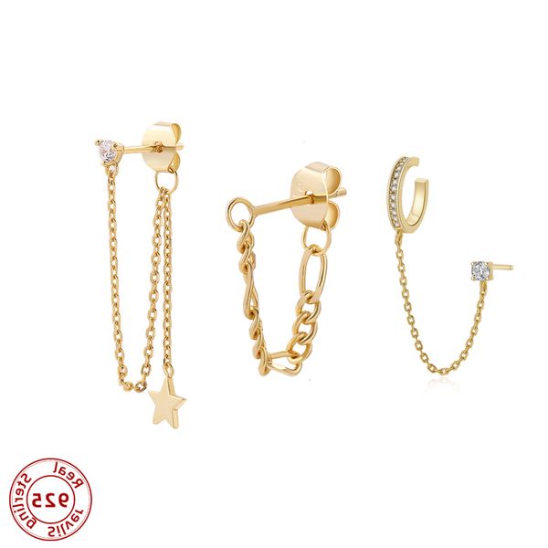 1pcs ear piercing 18k gold plating long chain star rings for women fashion cz cuff 925 sterling silver jewelry, Golden
1pcs ear piercing 18k gold plating long chain star rings for women fashion cz cuff 925 sterling silver jewelry, Golden