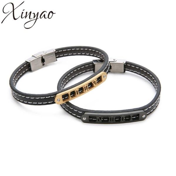 charm bracelets xinyao 2021 stainless steel leather bracelet men's roman numerals punk black fashion ma'am braid bangles pulseras, Golden;silver
charm bracelets xinyao 2021 stainless steel leather bracelet men's roman numerals punk black fashion ma'am braid bangles pulseras, Golden;silver