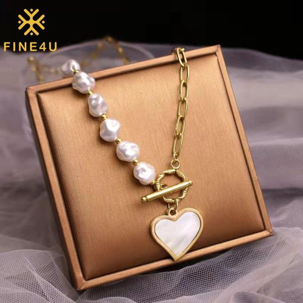 chains fine4u n941 gold color satellite choker necklace with irregular pearls chunky minimalist paperclip baroque jewelry, Silver
chains fine4u n941 gold color satellite choker necklace with irregular pearls chunky minimalist paperclip baroque jewelry, Silver