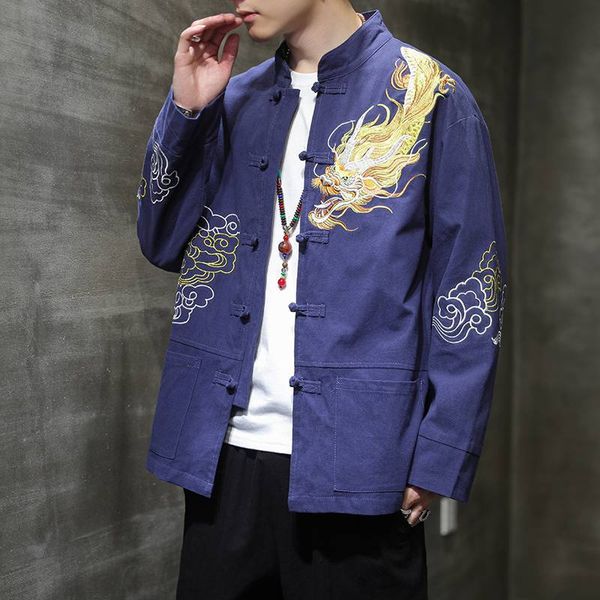 autumn men's jackets chinese male cotton linen tang suit style vintage embroidered dragon traditional asian clothing for men, Black;brown
autumn men's jackets chinese male cotton linen tang suit style vintage embroidered dragon traditional asian clothing for men, Black;brown