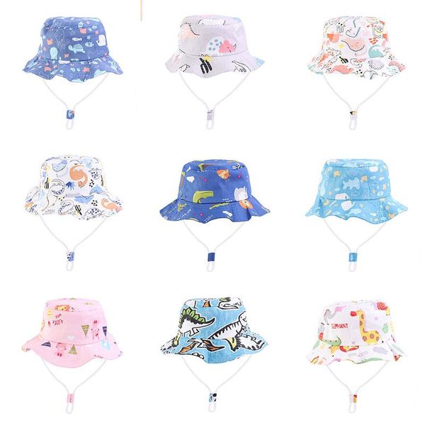 spring summer thin cartoon dinosaur print baby bucket hat cotton fisherman hats kids toddler boys girls panama sun cap for 1-3y wide brim, Blue;gray
spring summer thin cartoon dinosaur print baby bucket hat cotton fisherman hats kids toddler boys girls panama sun cap for 1-3y wide brim, Blue;gray