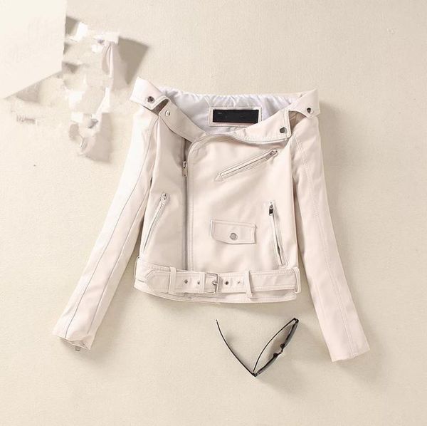 women's leather & faux autumn coats female white pu jacket slim motorcycle coat chaqueta de moto woman strapless veste jackets, Black
women's leather & faux autumn coats female white pu jacket slim motorcycle coat chaqueta de moto woman strapless veste jackets, Black