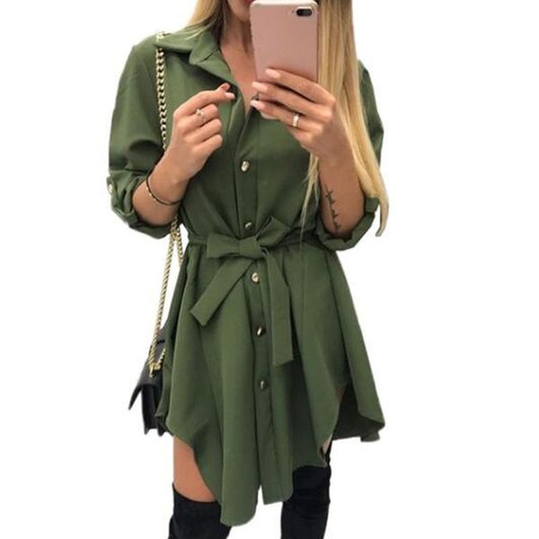 women autumn wrap dress irregular tie waist shirt dresses long sleeve turn down collar army green red short mini casual, Black;gray
women autumn wrap dress irregular tie waist shirt dresses long sleeve turn down collar army green red short mini casual, Black;gray