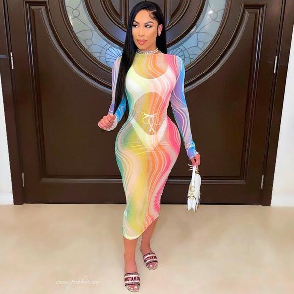 casual dresses 2021 personality rainbow printed women long-sleeved tight-fitting hip skirt see-through mesh dress, Black;gray
casual dresses 2021 personality rainbow printed women long-sleeved tight-fitting hip skirt see-through mesh dress, Black;gray