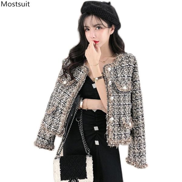 autumn winter vintage elegant runway plaid tweed coat women long sleeve single breasted o-neck loose jackets 210518, Black;brown
autumn winter vintage elegant runway plaid tweed coat women long sleeve single breasted o-neck loose jackets 210518, Black;brown