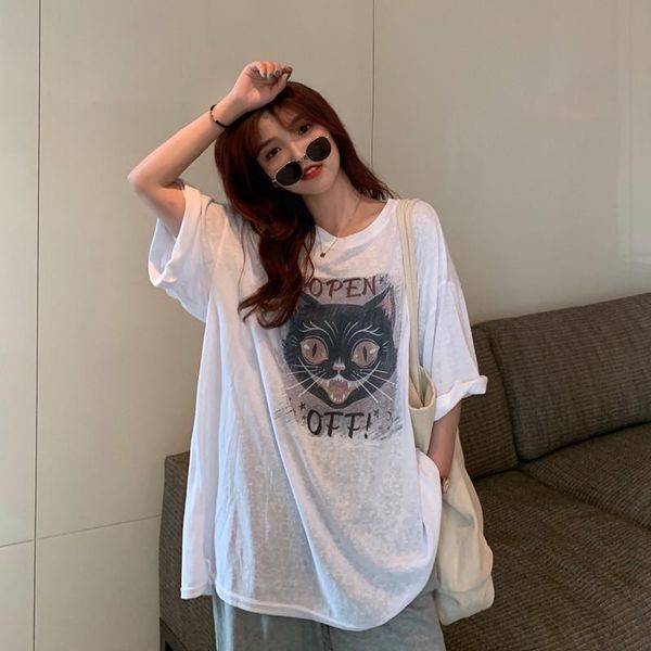 women's t-shirt mid-length short-sleeved summer 2021 korean style personalized printed casual loose large size fashion, White
women's t-shirt mid-length short-sleeved summer 2021 korean style personalized printed casual loose large size fashion, White
