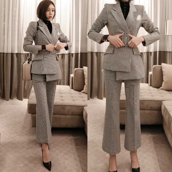 women suits autumn long sleeve sashes plaid blazers pants office lady formal work clothes woman set 210529, White
women suits autumn long sleeve sashes plaid blazers pants office lady formal work clothes woman set 210529, White