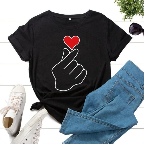 women's t-shirt summer female casual short sleeve gesture heart print fashion daily women streetwear ladies regular loose o-neck tee to, White
women's t-shirt summer female casual short sleeve gesture heart print fashion daily women streetwear ladies regular loose o-neck tee to, White