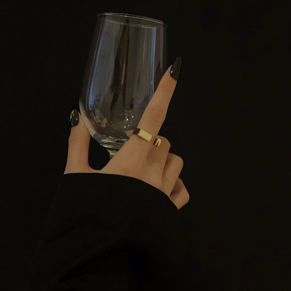design light sensitive face letter d-shaped open korean simple index finger ring indifference hand decoration fashion, Black
design light sensitive face letter d-shaped open korean simple index finger ring indifference hand decoration fashion, Black