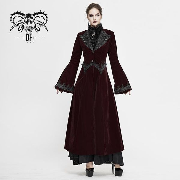 devil fashion women's gothic coat gorgeous jacquard weft velvet retro long jacket wool & blends, Black
devil fashion women's gothic coat gorgeous jacquard weft velvet retro long jacket wool & blends, Black