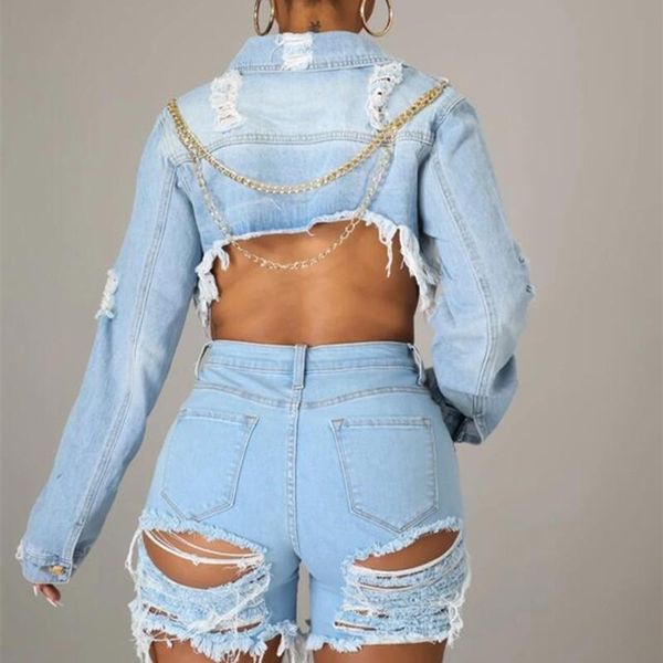 women's jackets fashion backless chains cropped denim jacket women fall plus size ripped holes tassel casual streetwear short, Black;brown
women's jackets fashion backless chains cropped denim jacket women fall plus size ripped holes tassel casual streetwear short, Black;brown