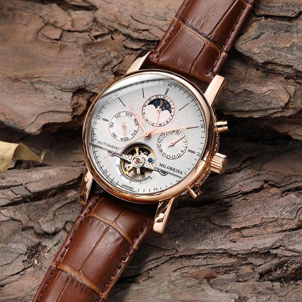 wristwatches orkina classic mens retro watches automatic mechanical watch tourbillon clock genuine leather waterproof military wristwatch, Slivery;brown
wristwatches orkina classic mens retro watches automatic mechanical watch tourbillon clock genuine leather waterproof military wristwatch, Slivery;brown