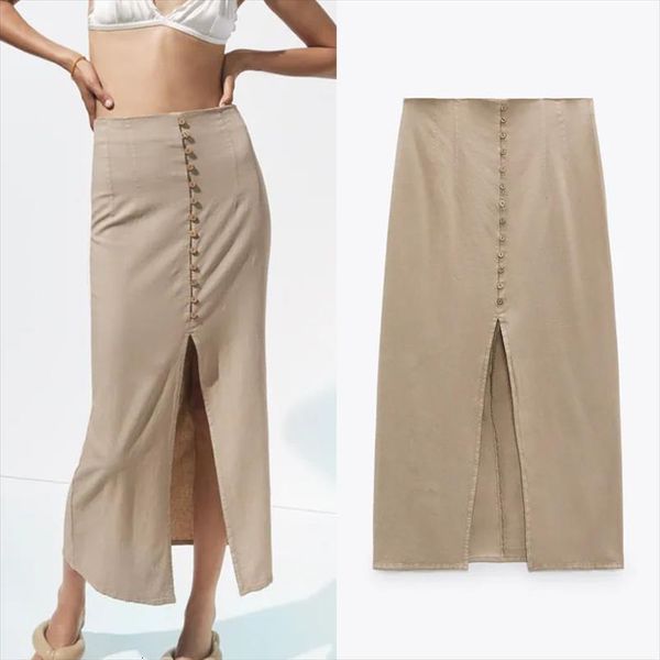 za high waist long fashion women skirts button midi slit summer street elegant pencil, Black
za high waist long fashion women skirts button midi slit summer street elegant pencil, Black