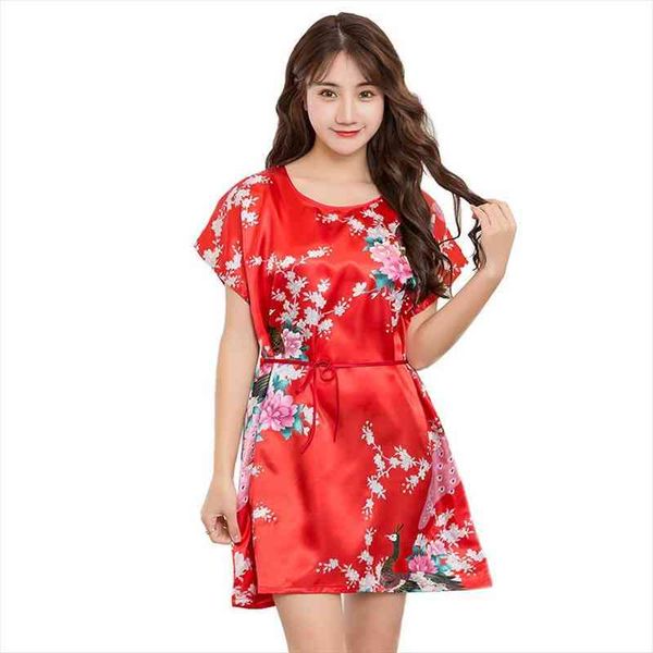 short sleeves loose lingerie women sleepwear print satin faux silk nightgown elegant female nightdress underwear, Black;red
short sleeves loose lingerie women sleepwear print satin faux silk nightgown elegant female nightdress underwear, Black;red