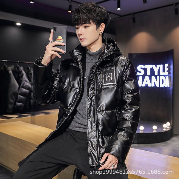 down jacket bright face men's short youth korean casual thickened hooded couple's tide, cold and wind, Black
down jacket bright face men's short youth korean casual thickened hooded couple's tide, cold and wind, Black