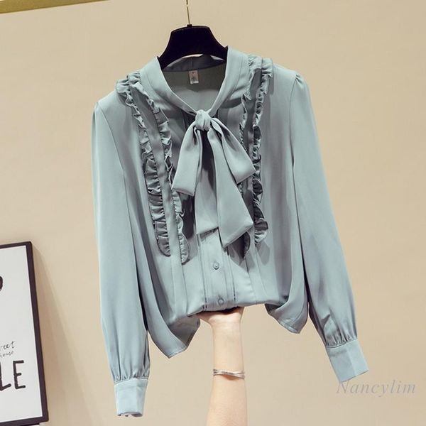 women's blouses & shirts 2021 spring ruffles bow shirt with ribbon office women all-match chiffon blouse female clothes blusas femme, White
women's blouses & shirts 2021 spring ruffles bow shirt with ribbon office women all-match chiffon blouse female clothes blusas femme, White