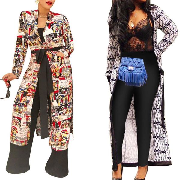women's jackets zaggin 2021 autumn arrive women printed 2-colors lengthened cardigan lady v-neck full sleeve split long coat with belt, Black;brown
women's jackets zaggin 2021 autumn arrive women printed 2-colors lengthened cardigan lady v-neck full sleeve split long coat with belt, Black;brown