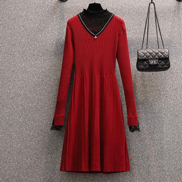 casual dresses elegant women vintage red sweater dress winter 2021 lace patchwork long sleeve ladies knitted a4467, Black;gray
casual dresses elegant women vintage red sweater dress winter 2021 lace patchwork long sleeve ladies knitted a4467, Black;gray