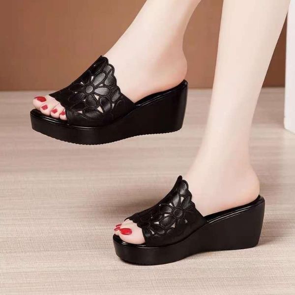 slippers women's wedge summer 2021 platform thick-soled peep toe soft bottom fashion hollowed-out sandals for outer, Black
slippers women's wedge summer 2021 platform thick-soled peep toe soft bottom fashion hollowed-out sandals for outer, Black