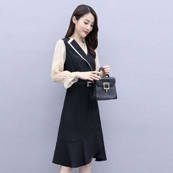 casual dresses women's spring autumn dress v-neck ruffles lantern sleeve sashes korean 3257, Black;gray
casual dresses women's spring autumn dress v-neck ruffles lantern sleeve sashes korean 3257, Black;gray