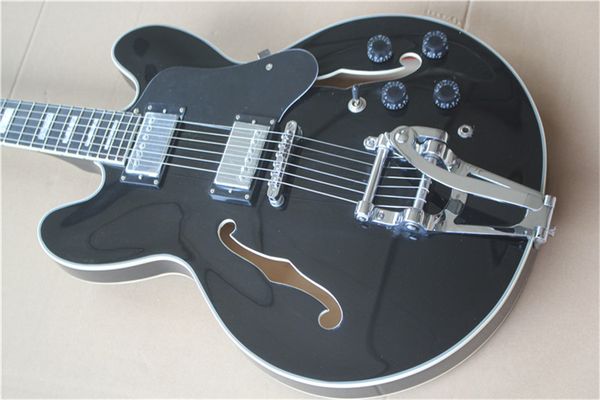 35 black electric guitars bigs tremolo bridge cream binding shell pearl inlay hh pickup chrome buttons
35 black electric guitars bigs tremolo bridge cream binding shell pearl inlay hh pickup chrome buttons