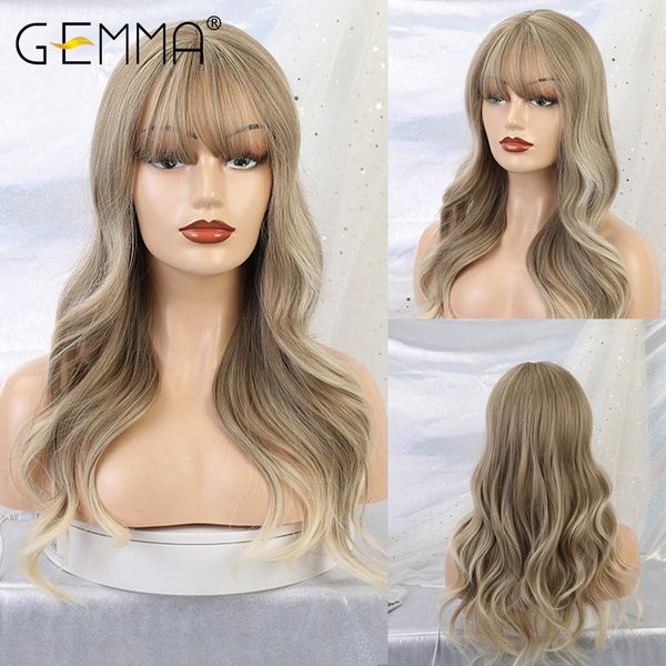 ombre light brown ash gray blonde long wavy wigs with bangs cosplay synthetic wigs for women high temperature fake hair, Black
ombre light brown ash gray blonde long wavy wigs with bangs cosplay synthetic wigs for women high temperature fake hair, Black