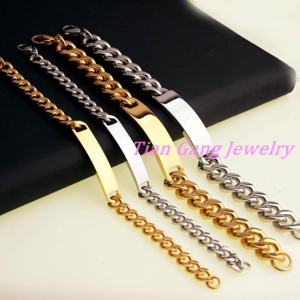 fashion men jewelry smooth simply id bracelet silver color gold stainless steel 10/15mm wide 8.66 inch wholesale link, chain, Black
fashion men jewelry smooth simply id bracelet silver color gold stainless steel 10/15mm wide 8.66 inch wholesale link, chain, Black