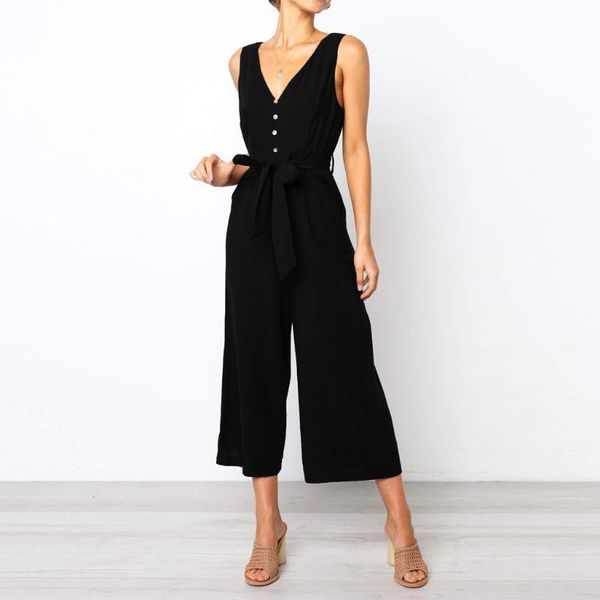 women's jumpsuits & rompers women jumpsuit female sleeveless button backless high waisted wide playsuits beach salopette femme, Black;white
women's jumpsuits & rompers women jumpsuit female sleeveless button backless high waisted wide playsuits beach salopette femme, Black;white