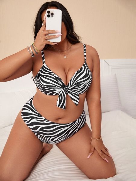 plus zebra stripe knot bikini swimsuit 491c#, Black
plus zebra stripe knot bikini swimsuit 491c#, Black