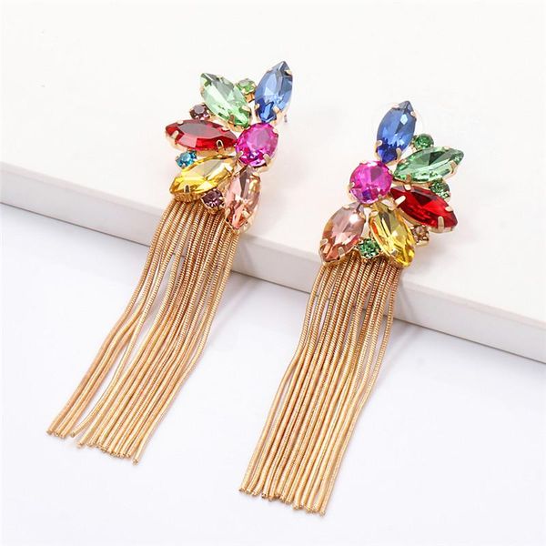 dangle & chandelier 2021 6 colors long tassel earrings for women crystal drop wedding fashion statement jewelry wholesale, Silver 
dangle & chandelier 2021 6 colors long tassel earrings for women crystal drop wedding fashion statement jewelry wholesale, Silver