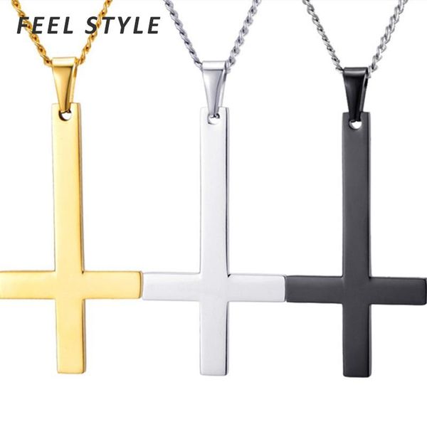 pendant necklaces 3 color stainless steel inverted satan cross necklace for male anti-christian accessories bijoux, Silver
pendant necklaces 3 color stainless steel inverted satan cross necklace for male anti-christian accessories bijoux, Silver