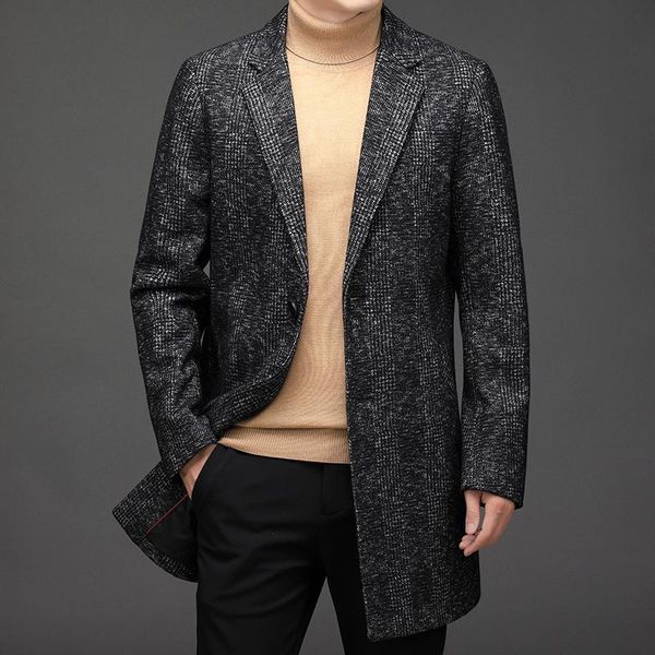 men's wool & blends designer casual fashion british trendy jacket windbreaker overcoat long men winter woolen coat clothes 2021, Black
men's wool & blends designer casual fashion british trendy jacket windbreaker overcoat long men winter woolen coat clothes 2021, Black