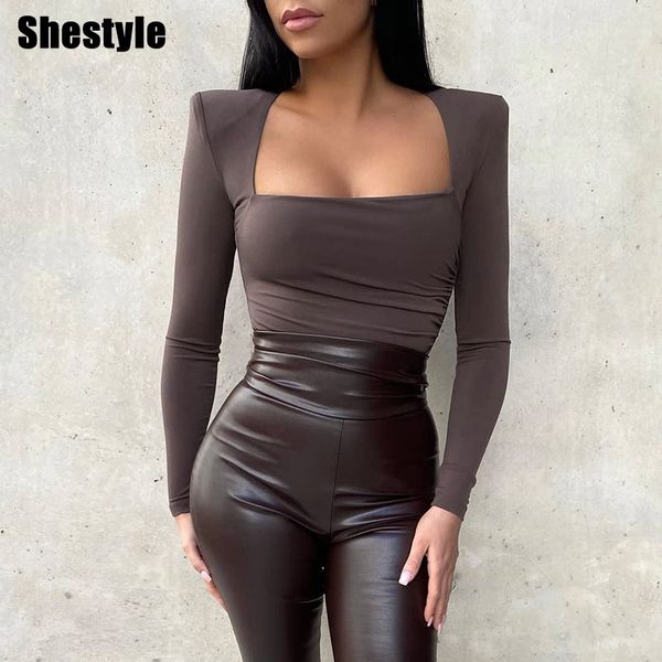shestyle padded shoulder brown bodysuits women square neck vintage bodycon solid slim elegant office lady stylish body ng, Black;white
shestyle padded shoulder brown bodysuits women square neck vintage bodycon solid slim elegant office lady stylish body ng, Black;white
