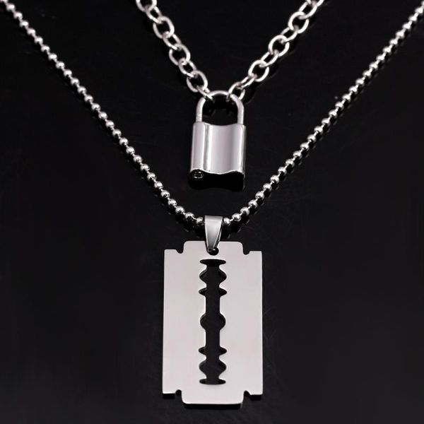 pendant necklaces stainless steel double layer key lock necklace punk link chain padlock hiphop women men fashion gothic jewelry, Silver
pendant necklaces stainless steel double layer key lock necklace punk link chain padlock hiphop women men fashion gothic jewelry, Silver
