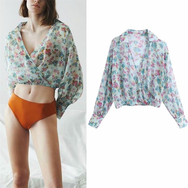 women summer chiffon print blouses shirts za long sleeve v-neck female fashion short blusas clothing 210513, White
women summer chiffon print blouses shirts za long sleeve v-neck female fashion short blusas clothing 210513, White