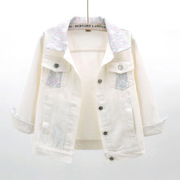 women's jackets fashion lace splice pocket white denim jacket women spring loose three quarter sleeve jeans outerwear short coats femal, Black;brown
women's jackets fashion lace splice pocket white denim jacket women spring loose three quarter sleeve jeans outerwear short coats femal, Black;brown