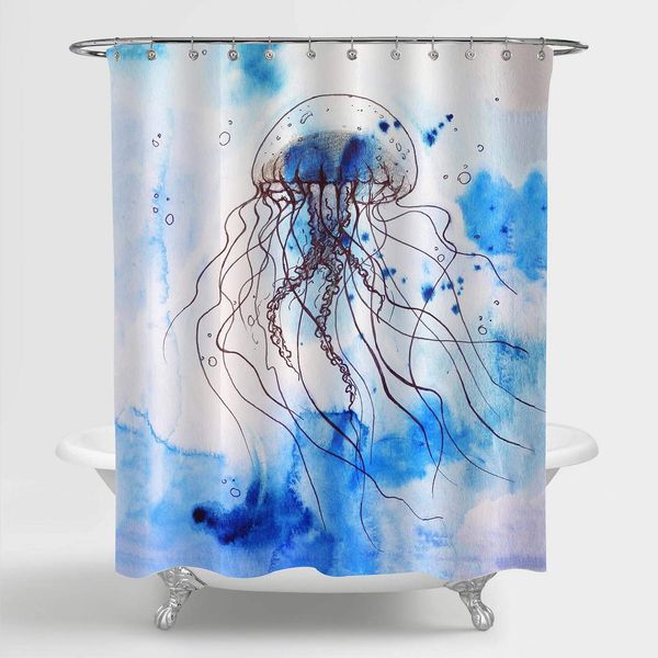 watercolor blue jellyfish shower curtain set with hooks, natural animal playful aquatic life room decorations for teens kids,
watercolor blue jellyfish shower curtain set with hooks, natural animal playful aquatic life room decorations for teens kids,