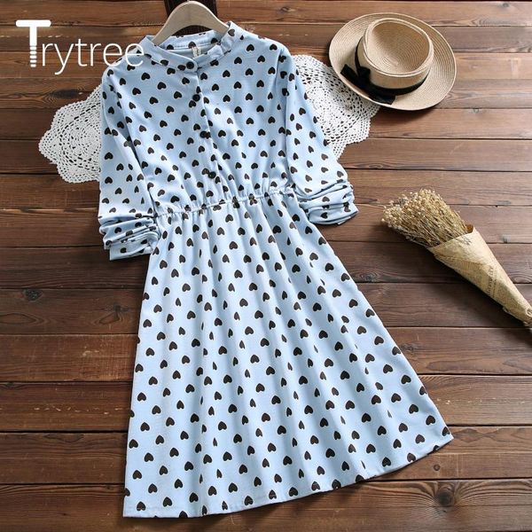 trytree 2021 autumn winter casual women's dress cotton blend o-neck elastic waist a-line hem heart printed sweet shirt dresses, Black;gray
trytree 2021 autumn winter casual women's dress cotton blend o-neck elastic waist a-line hem heart printed sweet shirt dresses, Black;gray