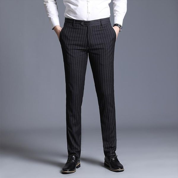 men's suits & blazers autumn striped business suit pants korean style slim trendy straight trousers male high-end brand classic stretch, White;black
men's suits & blazers autumn striped business suit pants korean style slim trendy straight trousers male high-end brand classic stretch, White;black