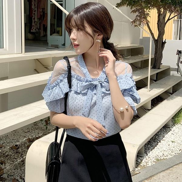 women's blouses & shirts ladies lace chiffon shirt women blouse summer bow polka dot short sleeve blusa feminina, White
women's blouses & shirts ladies lace chiffon shirt women blouse summer bow polka dot short sleeve blusa feminina, White