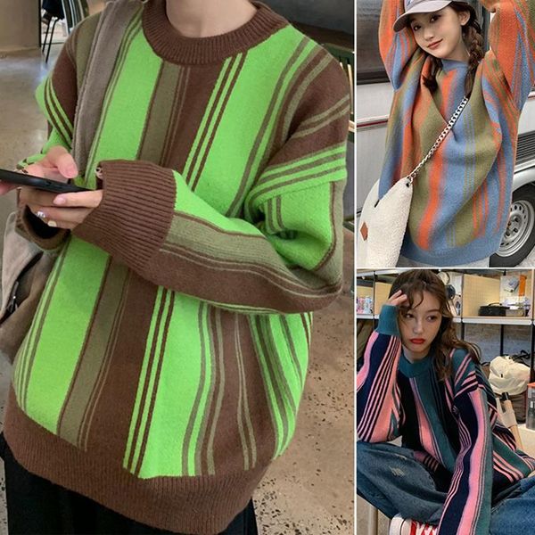women's sweaters contrasting color stitching striped round neck long sleeve sweater, White;black
women's sweaters contrasting color stitching striped round neck long sleeve sweater, White;black