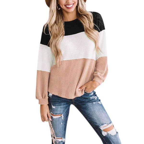 women's sweaters 2021 casual three-color stitching home loose sweater womens long sleeve jumper o neck fashion blouse, White;black
women's sweaters 2021 casual three-color stitching home loose sweater womens long sleeve jumper o neck fashion blouse, White;black