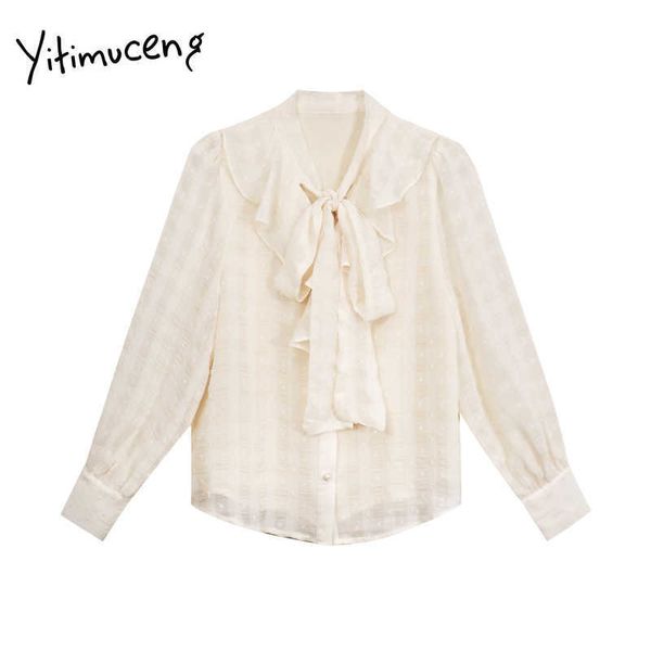 yitimuceng ruffles blouse women bow lace up shirts v-neck long sleeve straight solid spring summer french fashion 210601, White
yitimuceng ruffles blouse women bow lace up shirts v-neck long sleeve straight solid spring summer french fashion 210601, White